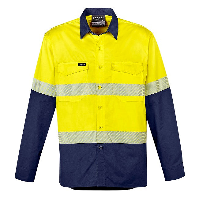 Mens Rugged Cooling Hi Vis Segmented Tape L/S Shirt - Embroidery Included (Minimum 12)